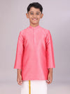 Boys Dupion Satin Pink Colour Full Sleeves Kurta Candid Boy