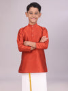 Boys Dupion Satin Brown Colour Full Sleeves Kurta Candid Boy