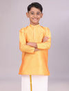 Boys Dupion Satin Orange Colour Full Sleeves Kurta Candid Boy