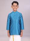 Boys Dupion Satin Blue Colour Full Sleeves Kurta Candid Boy