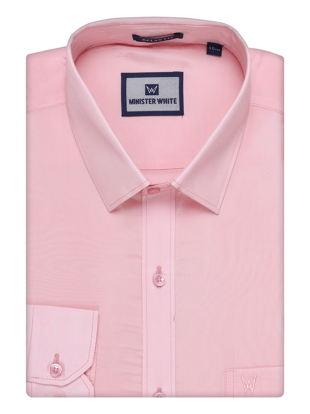 Mens Art Silk Pink Color Full Sleeves Shirt by Minister White