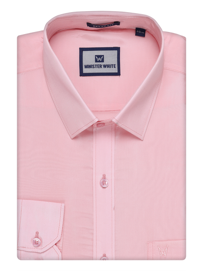 Mens Art Silk Pink Color Full Sleeves Shirt by Minister White