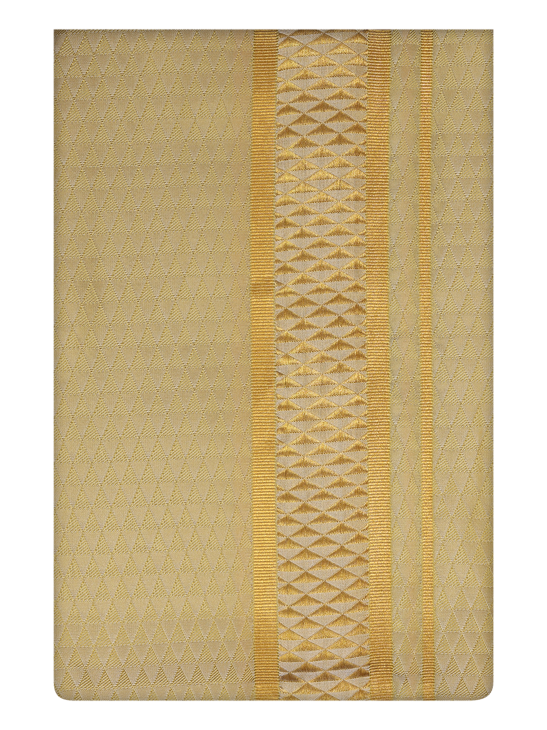 Mens Art Silk Mango Color Dhoti with 2 1/2" Silver Jari Border by Minister White
