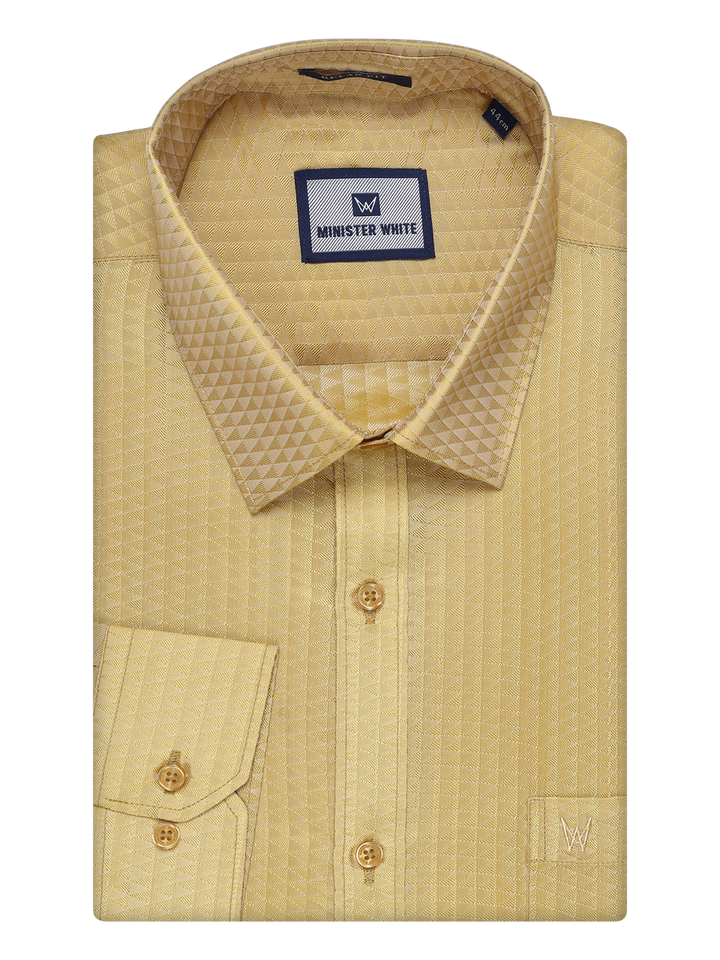 Mens Art Silk Mango Full Sleeves Shirt by Minister White