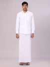 Mens White Wedding Shirt with Dhoti Combo Origin White