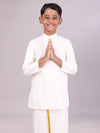 Cotton Cream Full Sleeves Kurta Gifted Boy