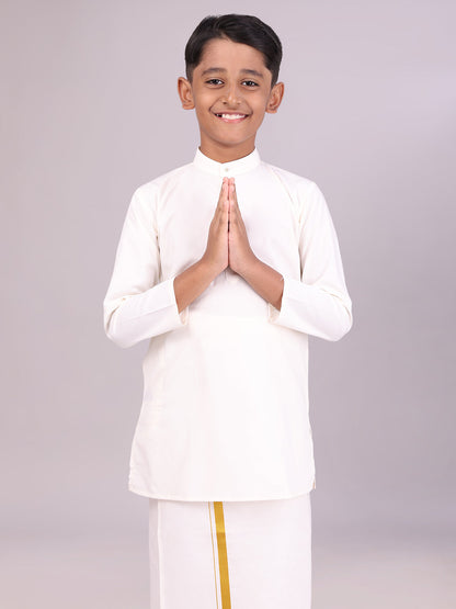 Boys Cotton Cream Full Sleeves Kurta Hilarious Boy