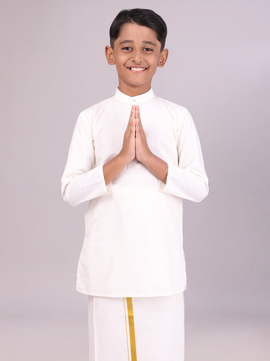 Boys Cotton Cream Full Sleeves Kurta Hilarious Boy