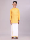 Boys Cotton Mustard Kurta with Matching Border Dhoti Combo Honest Boy