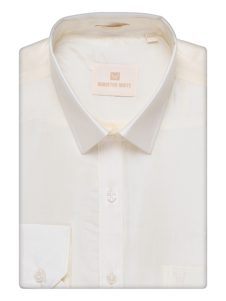 Men's Art Silk Wedding Cream Shirt - Boopalan Cream