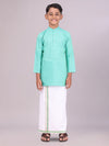 Boys Cotton Mint Blue Kurta with Matching Border Dhoti Combo Honest Boy