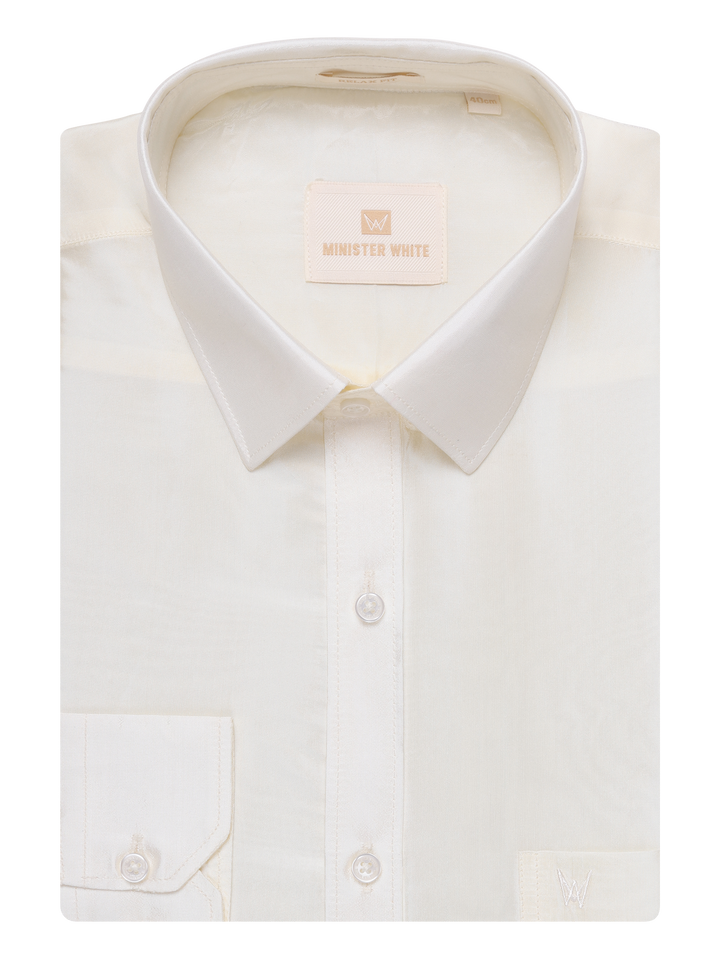 Men's Art Silk Cream Wedding Shirt - Blessing Cream 