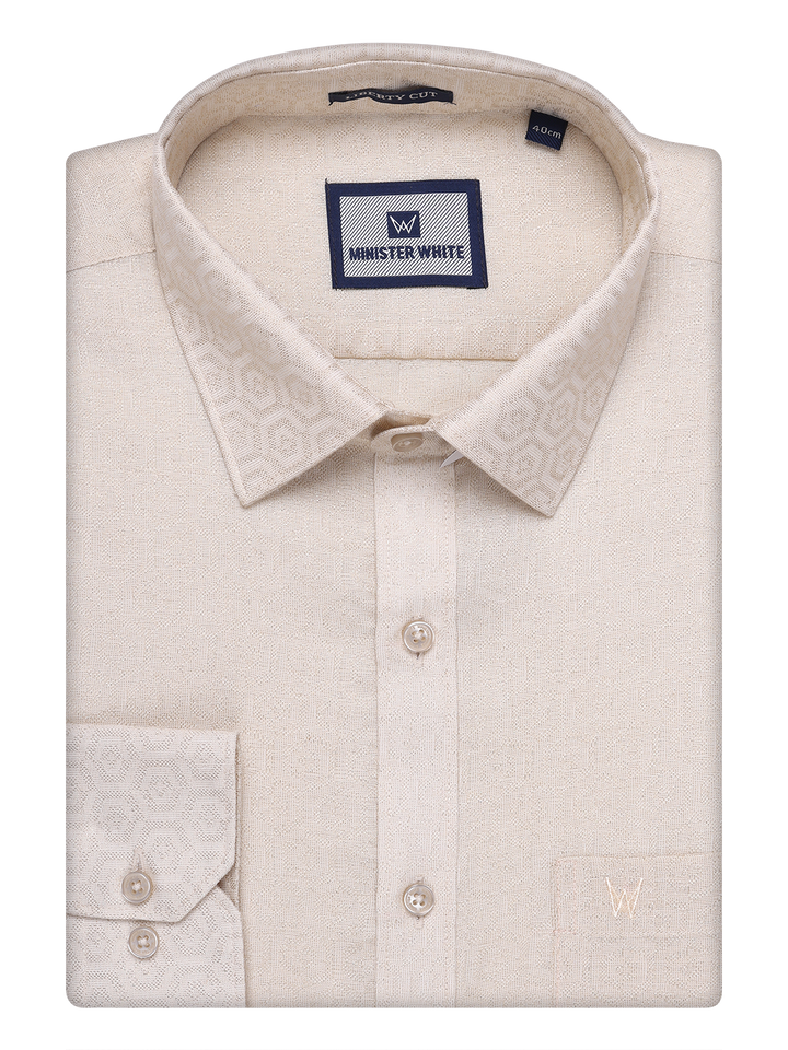 Men Beige Tissue Jacquard Shirt