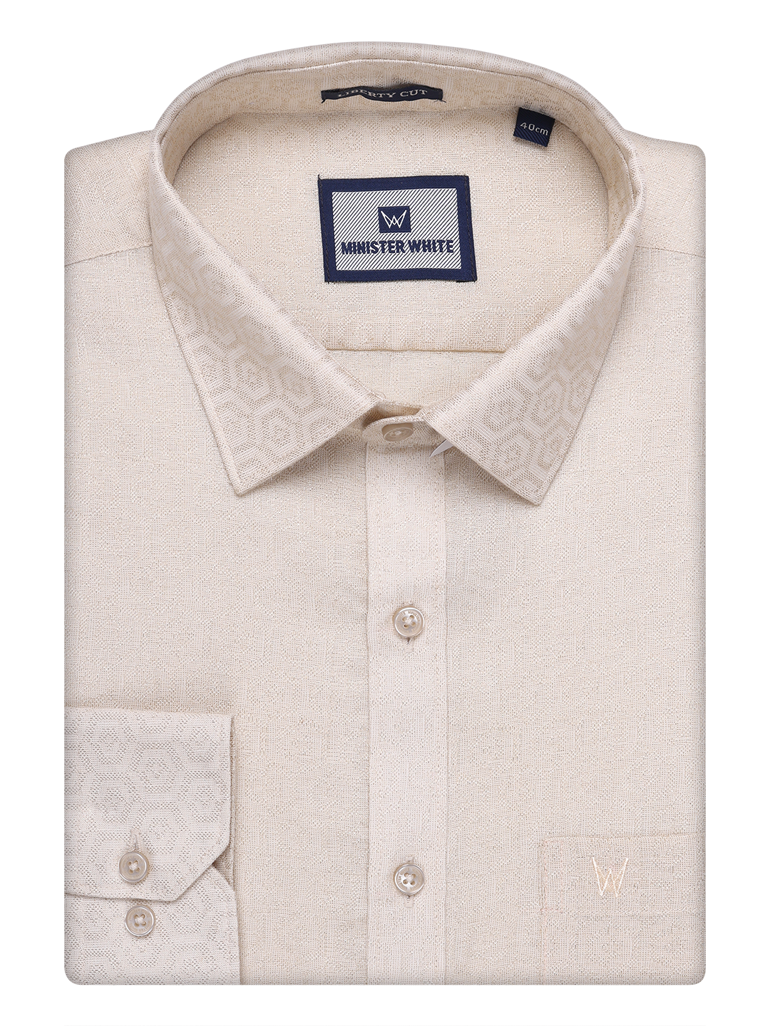 Men Beige Tissue Jacquard Shirt