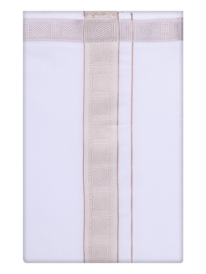 Mens White Dhoti with jacquard Weave Border 