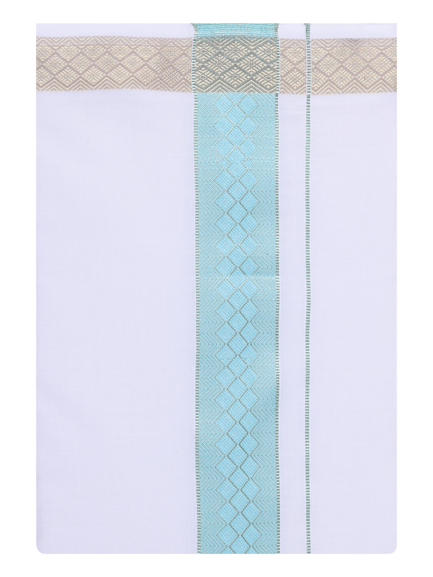 Mens Sea Green jacquard Weave Border Dhoti