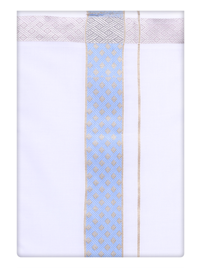 Mens Sky Blue jacquard Weave Border Dhoti 