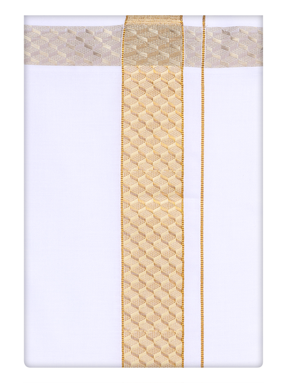 Mens White Dhoti with jacquard Weave Sandal Border