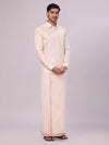 Men's Tissue Light Copper Color Flexi Dhoti Shirt Wedding Combo Maverick Flexi