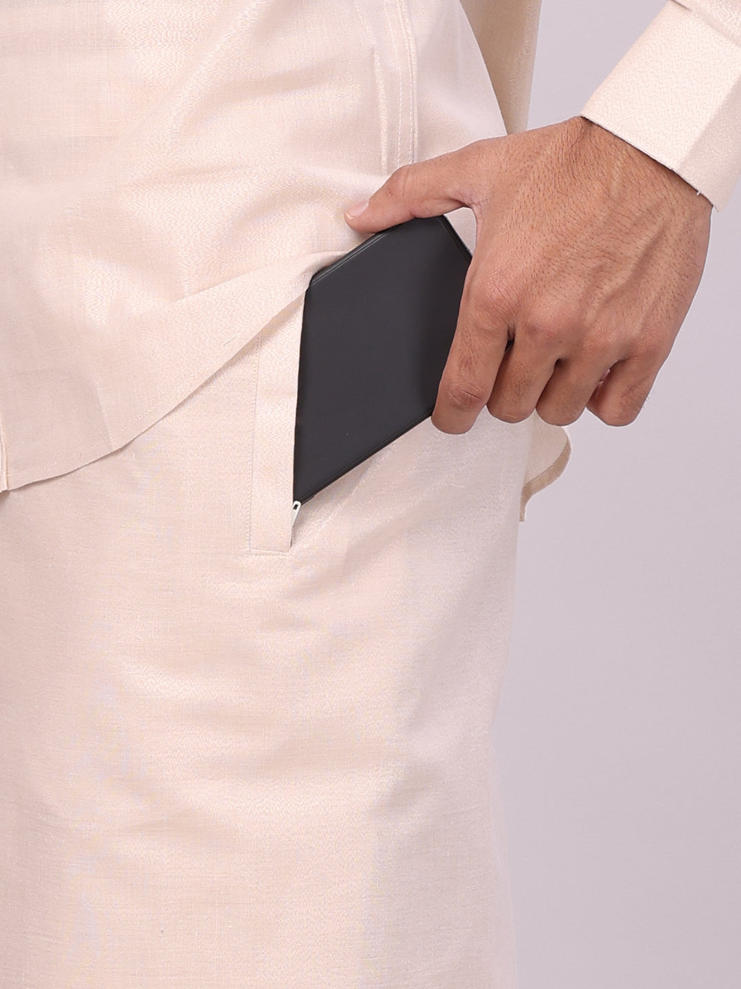 Men's Tissue Light Copper Color Flexi Dhoti Shirt Wedding Combo Maverick Flexi