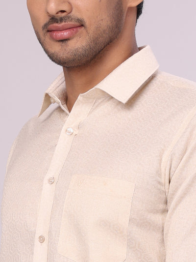 Men's Beige Tissue Jacquard Shirt close view