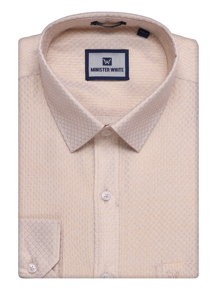 Mens Gold Tissue Jacquard Shirt by Minister White