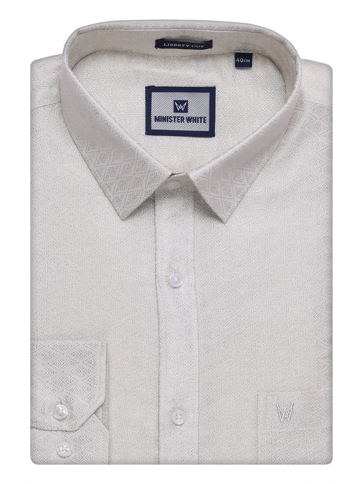 Mens Silver Tissue Jacquard Shirt by Minister White