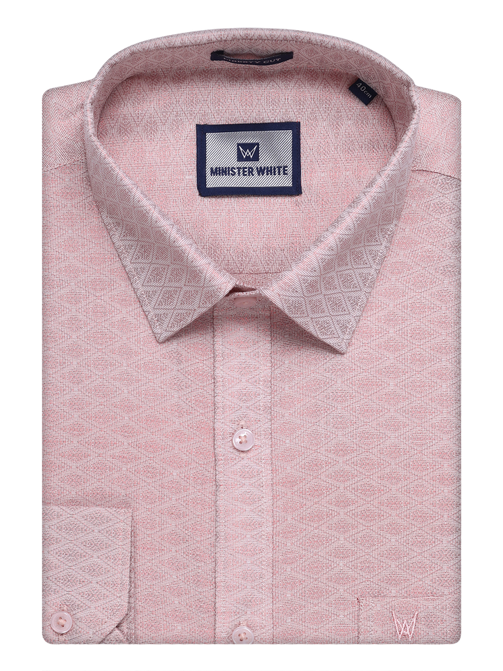 Mens Maroon Tissue Jacquard Shirt by Minister White