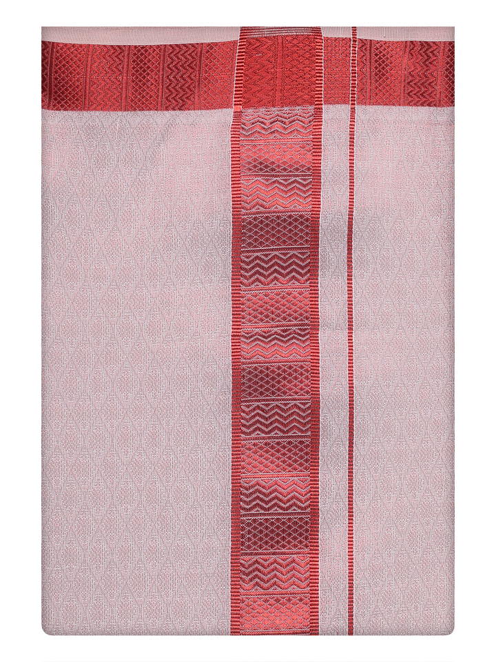 Mens Maroon Tissue Jacquard Dhoti by Minister White