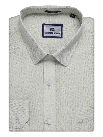 Mens Leaf Green Tissue Jacquard Shirt by Minister White
