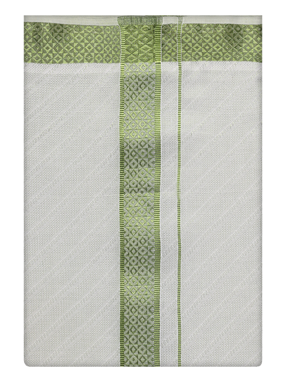 Mens Leaf Green Tissue Dhoti by Minister White