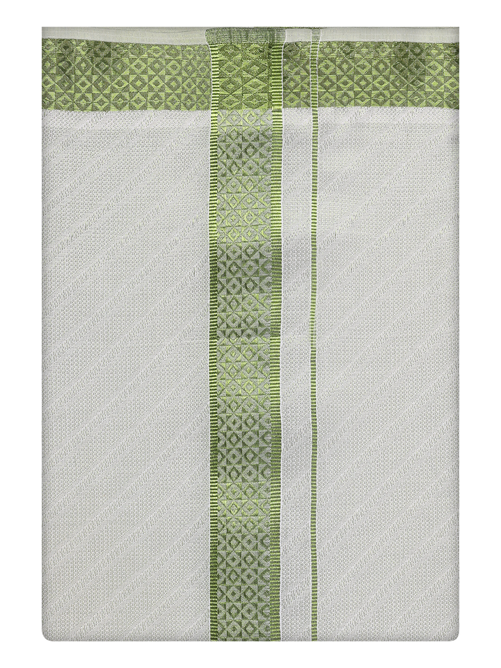 Mens Leaf Green Tissue Dhoti by Minister White