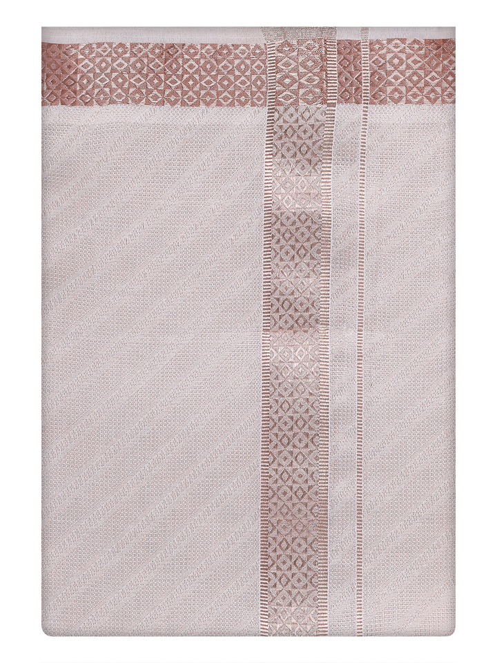 Mens Light Copper Tissue Dhoti by Minister White