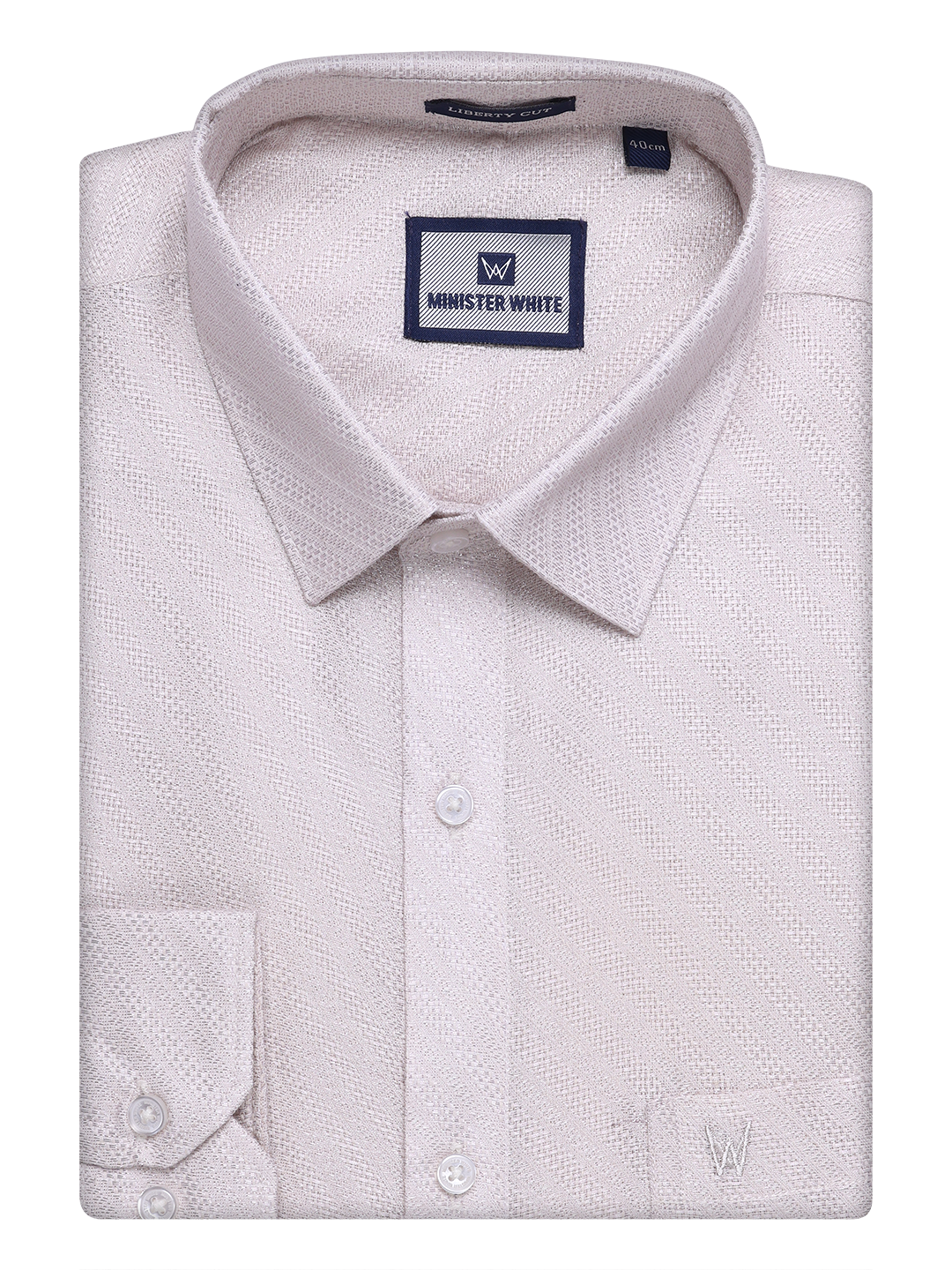 Mens Light Rose Tissue Jacquard Shirt by Minister White