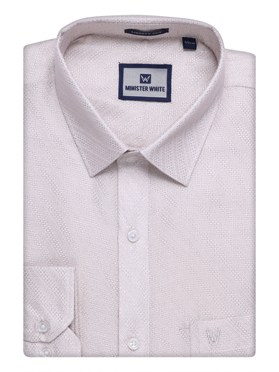 Mens Light Rose Tissue Jacquard Shirt by Minister White