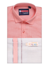 Kids Cotton Peach Shirt with Tissue Matching Border Dhoti Combo Skillful Boy