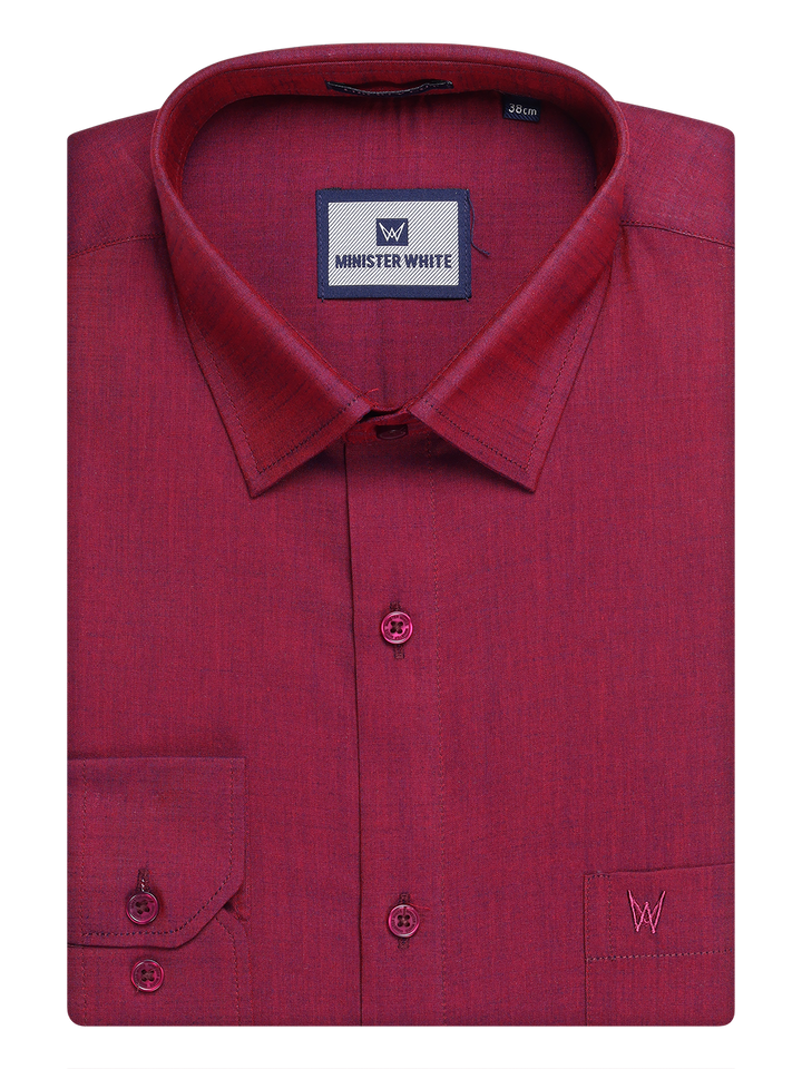 Mens Cotton Medium Wine Color Shirt by Minister White