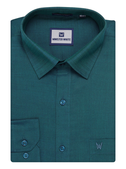 Mens Cotton Teal Green Color Shirt by Minister White