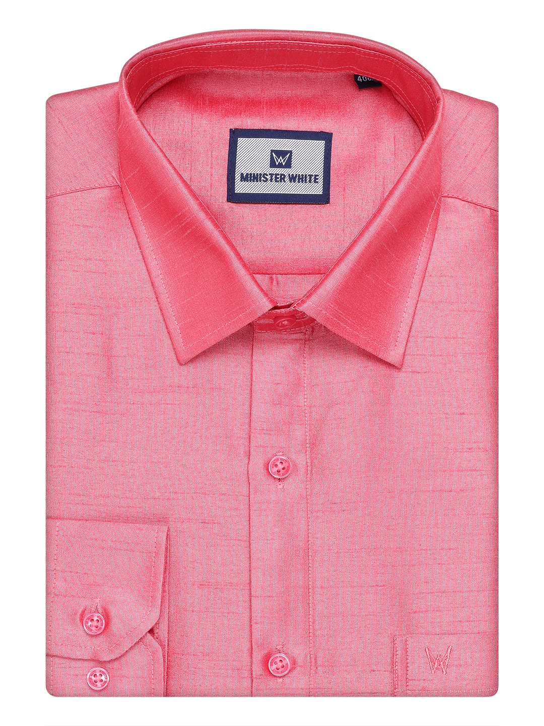 Mens Coral Pink Dupion Satin Color Shirt by Minister White