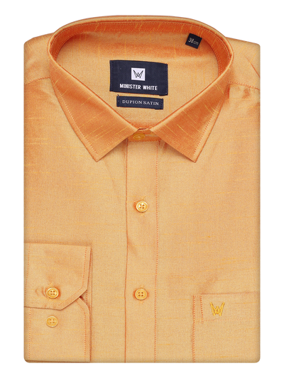 Mens Yellow Dupion Satin Color Shirt by Minister White