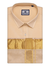 Men's Art Silk Medium Gold  Full Sleeves Plain Shirt with 3
