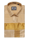 Men's Art Silk Medium Gold Full Sleeves Shirt with 3