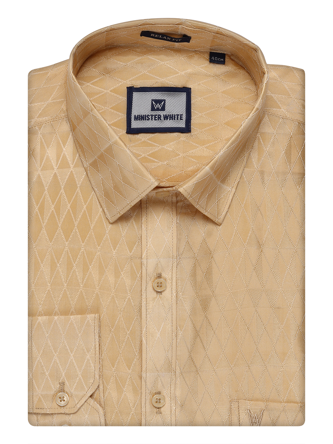 Mens Art Silk Medium Gold Full Sleeves Shirt by Minister White