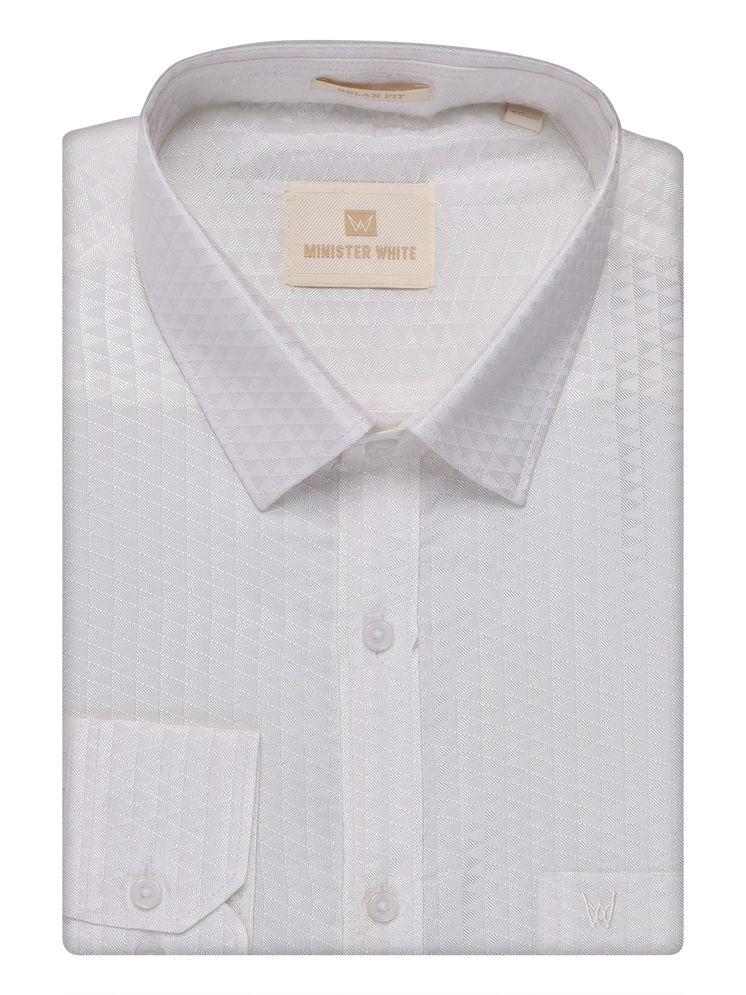 Mens Art Silk Half White Full Sleeves Shirt by Minister White