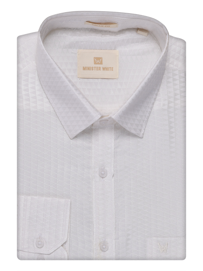 Mens Art Silk Half White Full Sleeves Shirt by Minister White