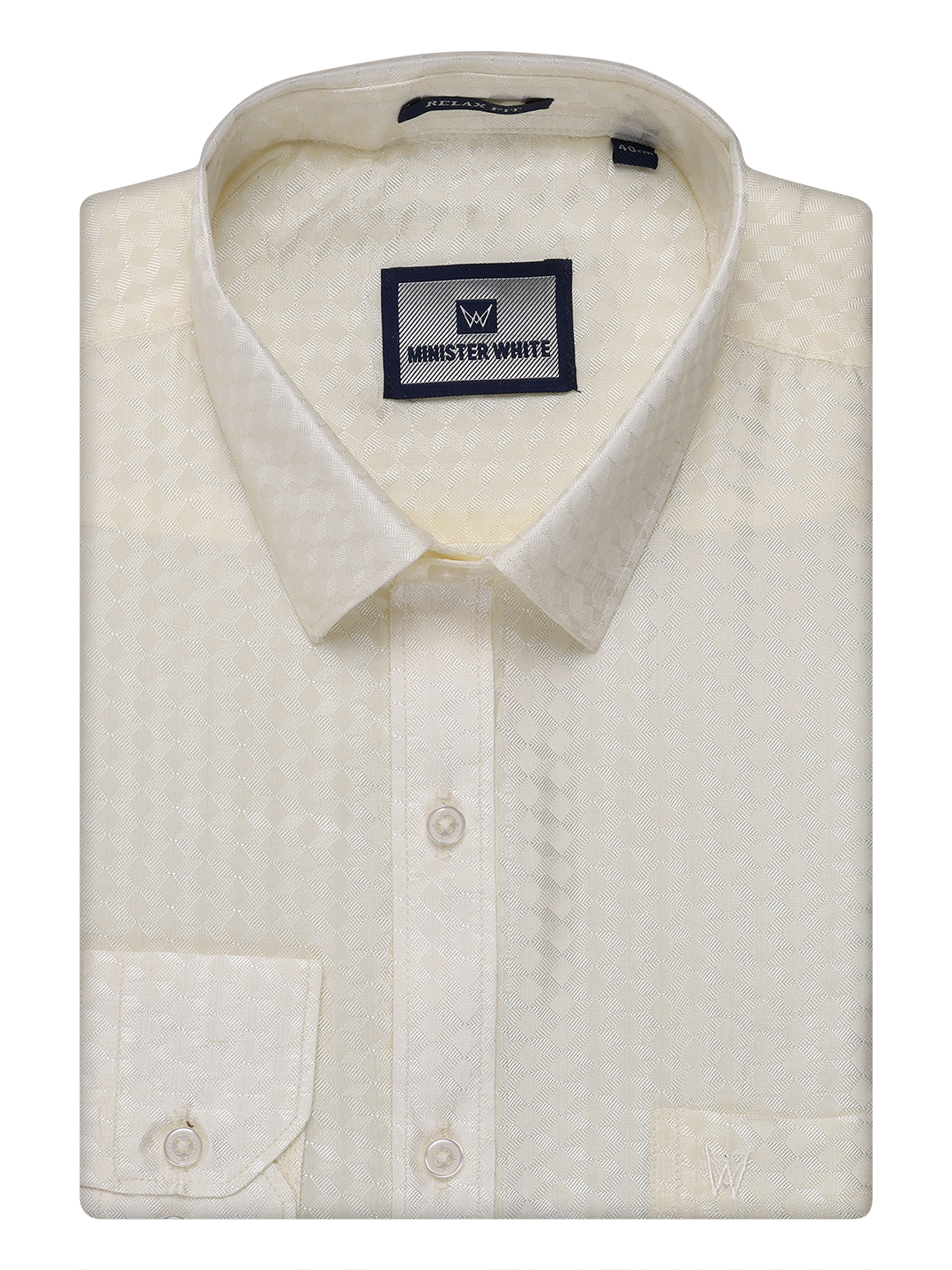 Mens Art Silk Cream Full Sleeves Shirt by Minister White