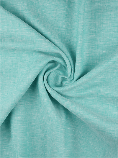 Men's Plain Pure Linen Aqua Blue Color Shirt Fabric - Trivoli Linen