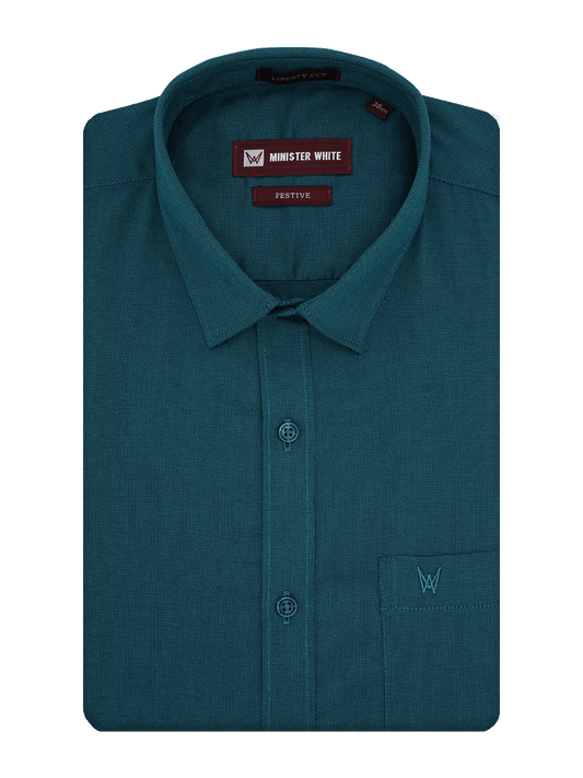 Men's Cotton Regular Fit Green Colour Shirt Festive