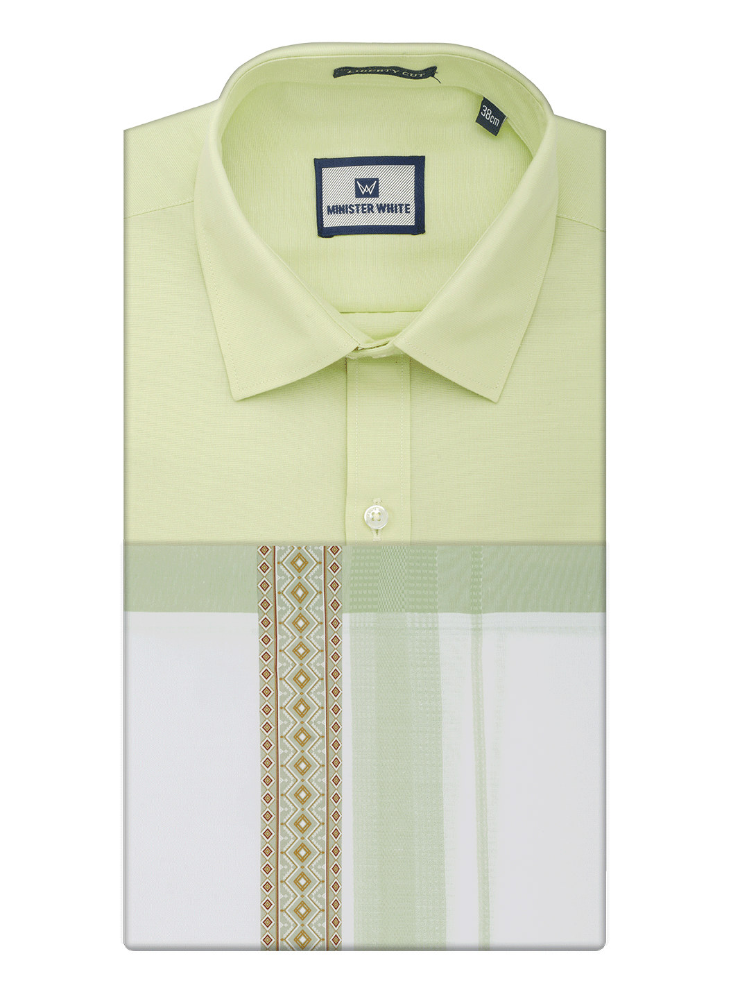 Men's Cotton Light Green Matching Shirt with Fancy Printed Border Dhoti Combo Luster Trend