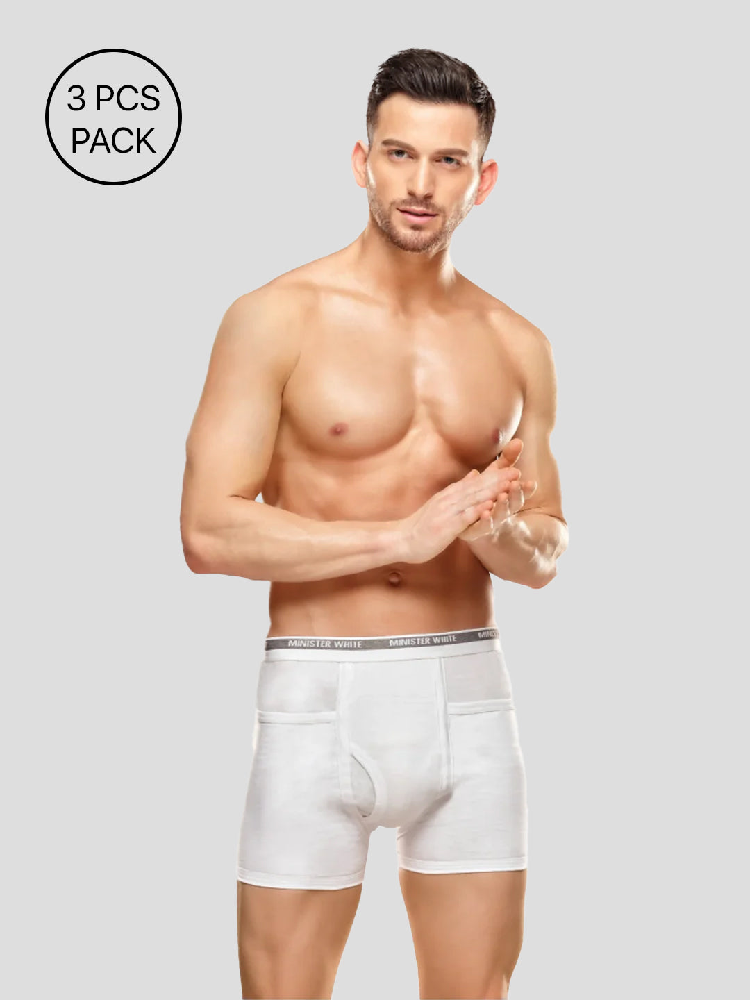 Men's Super Combed Cotton White Trunk Mentor (Pack of 3)
